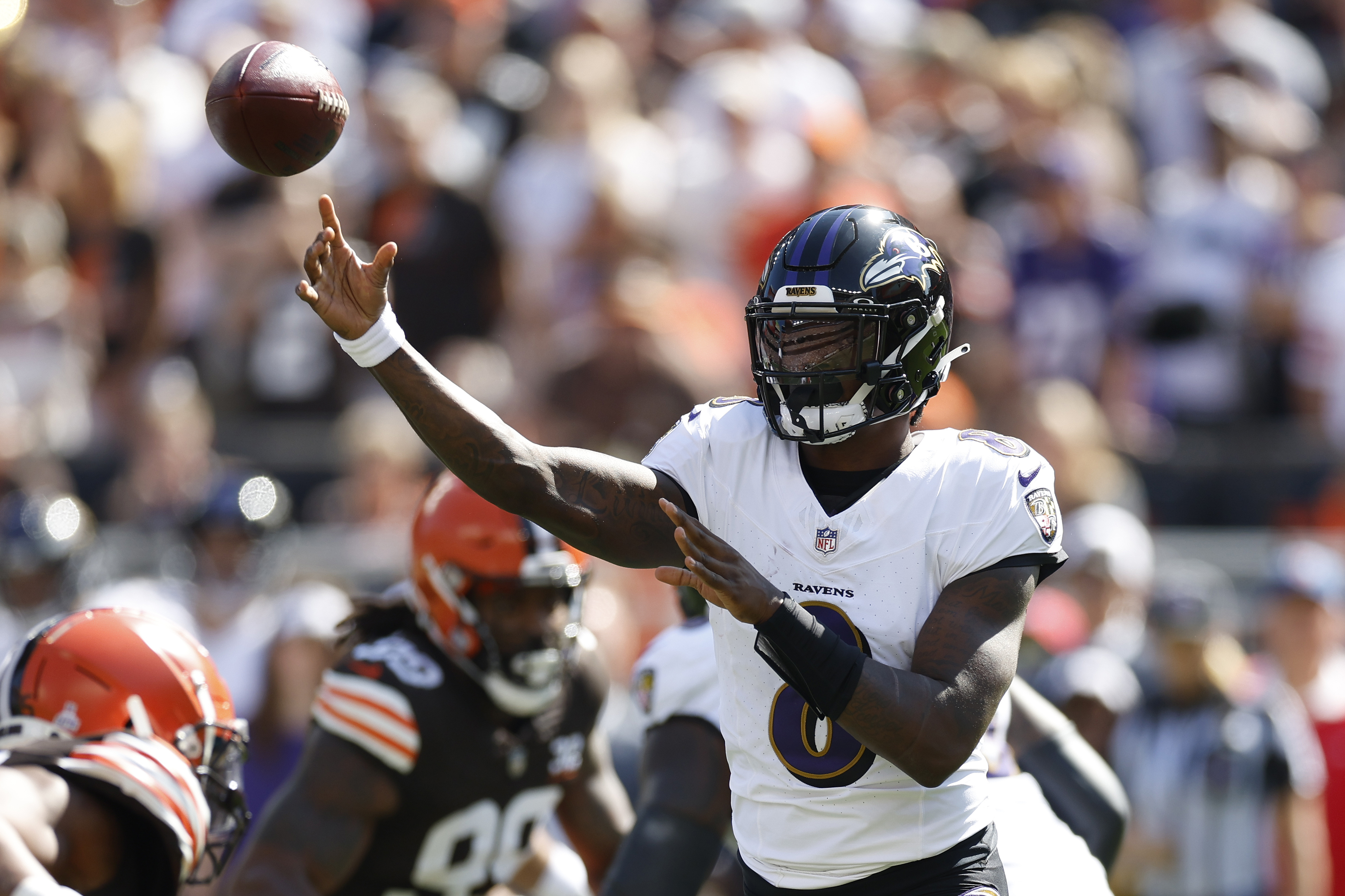 Why Baltimore Ravens' end zone has 'MO' painted in purple 