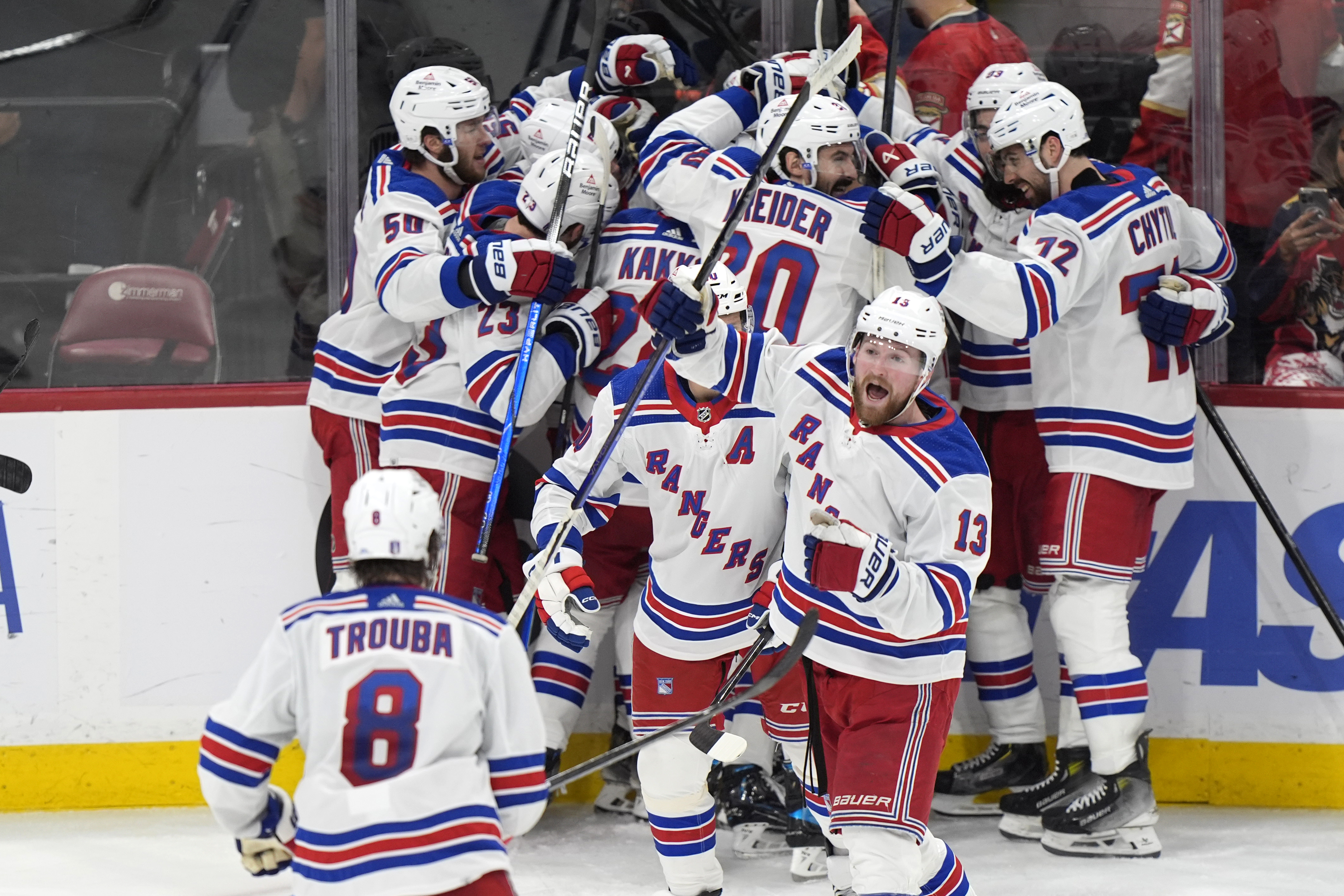 Rangers top Panthers 5-4 to take lead in East finals | AP News