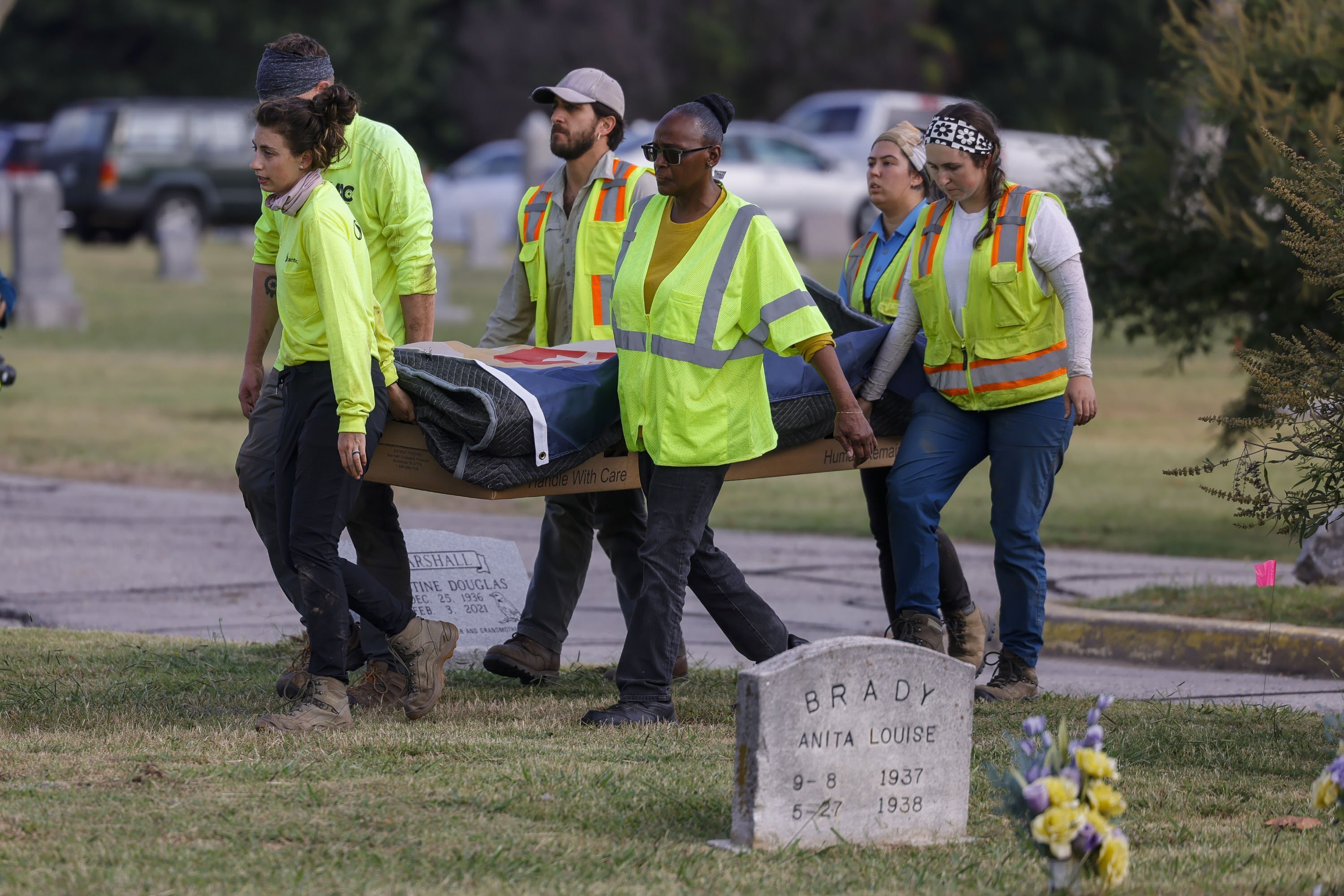 A mortuary commercial after news of a massacre at a day care, in