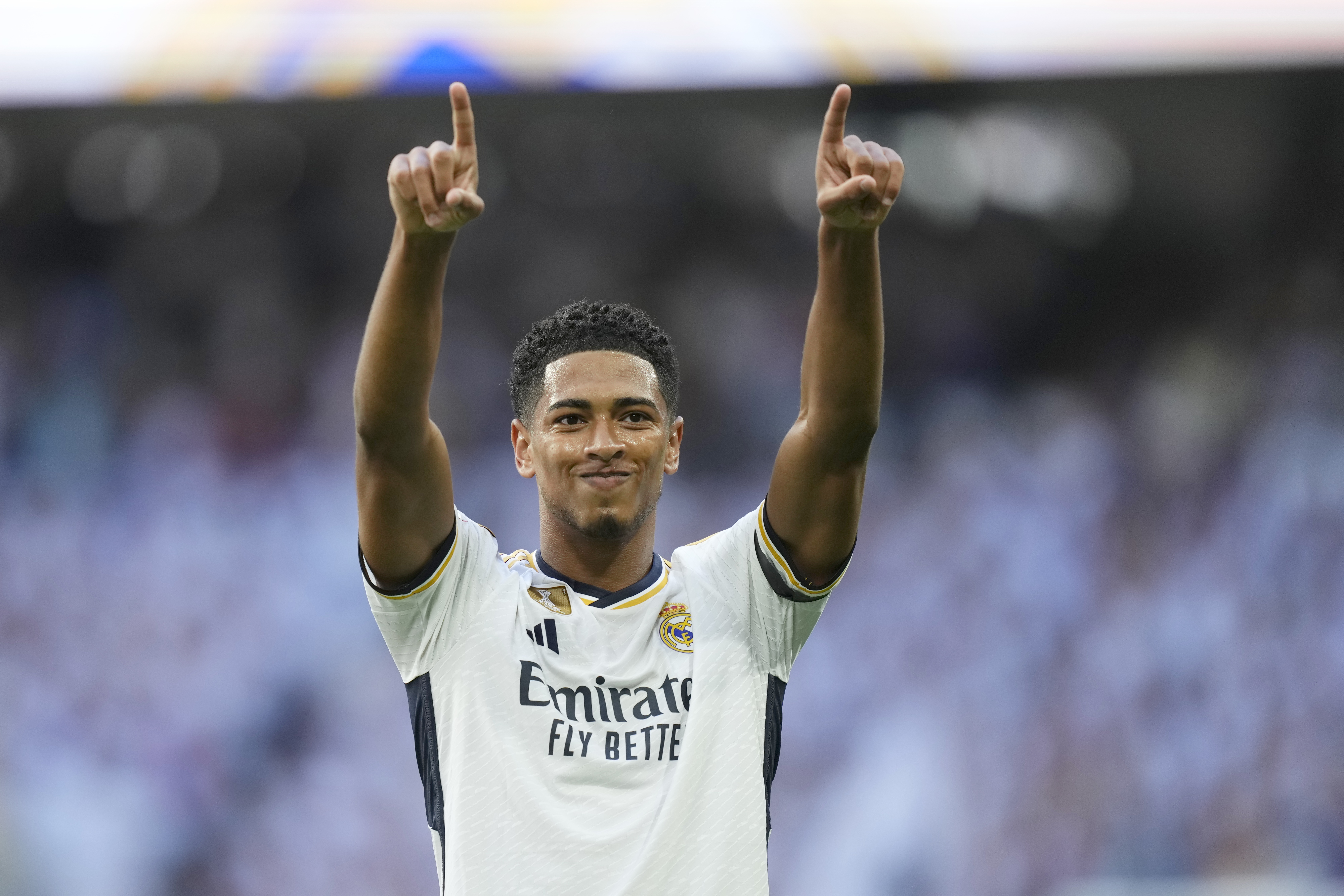 Cristiano Ronaldo of Real Madrid celebrates following his team's 2-0 in  2023